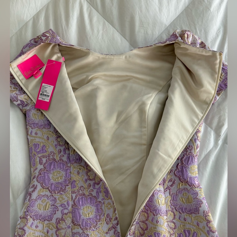 NWT Lily Pulitzer Gail Shift Floral Brocade Dress in Purple and Gold-Sz 4 - Picture 6 of 9